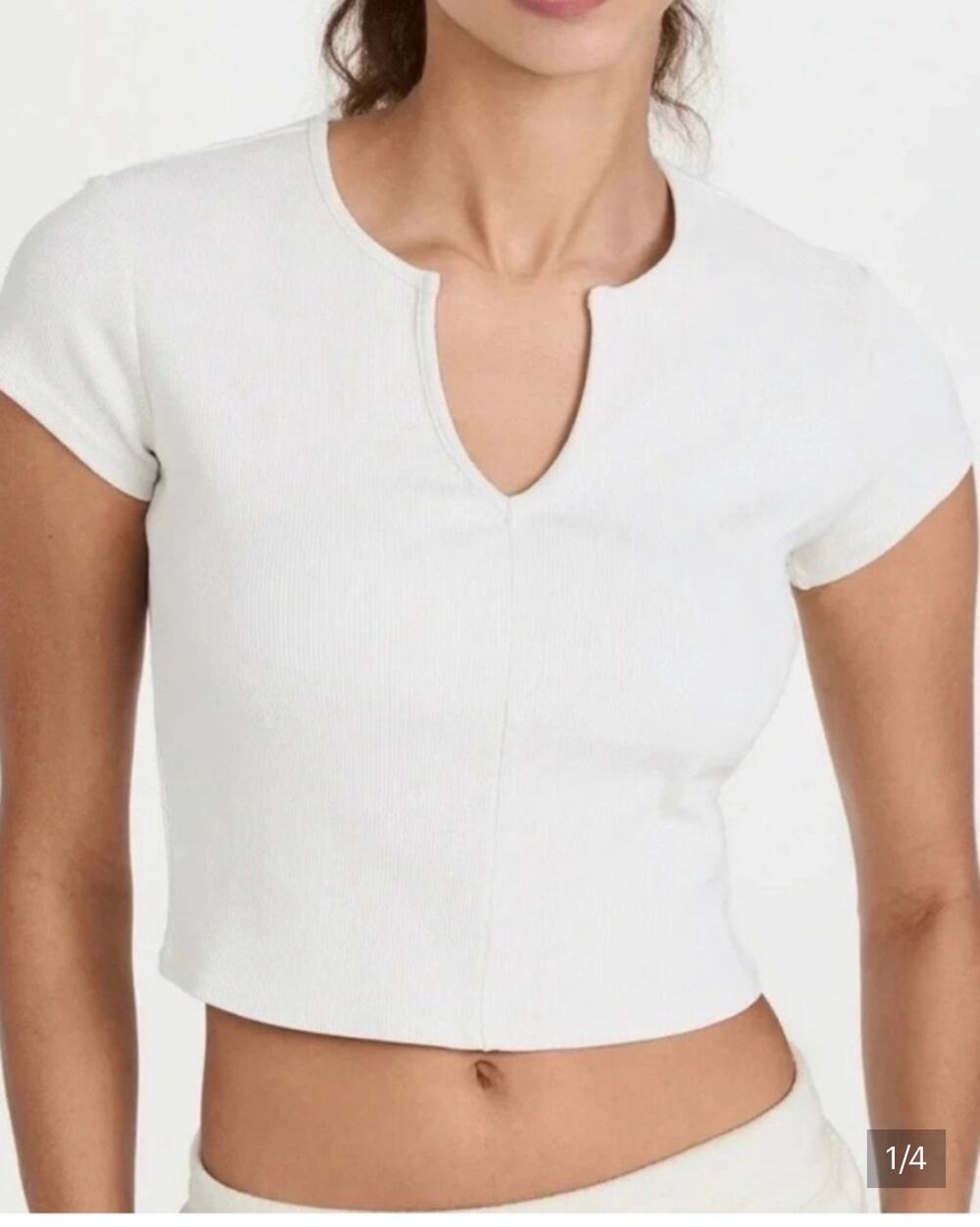 ALO White crop top with keyhole neckline #cropped #minimalist